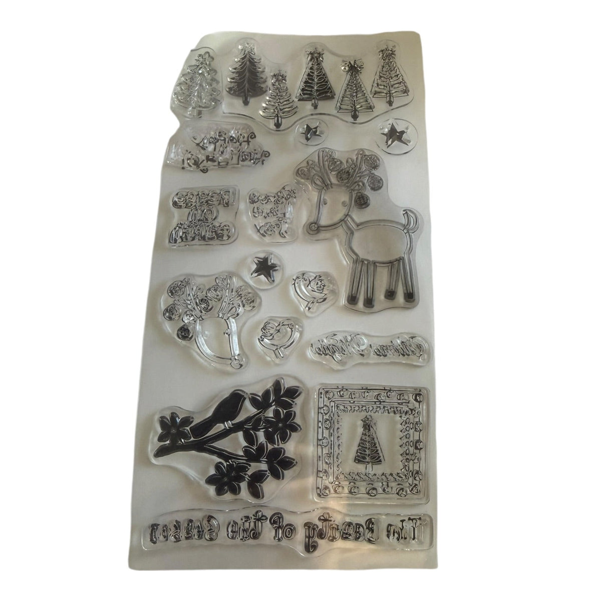 Hampton Art Seasonal Beauty Christmas Holiday SC0126 Slap Cling Rubber Stamps
