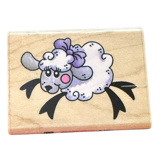 Stampendous Lambkins Smiling Jumping Lamb H076 Vintage 1994 Rubber Stamp