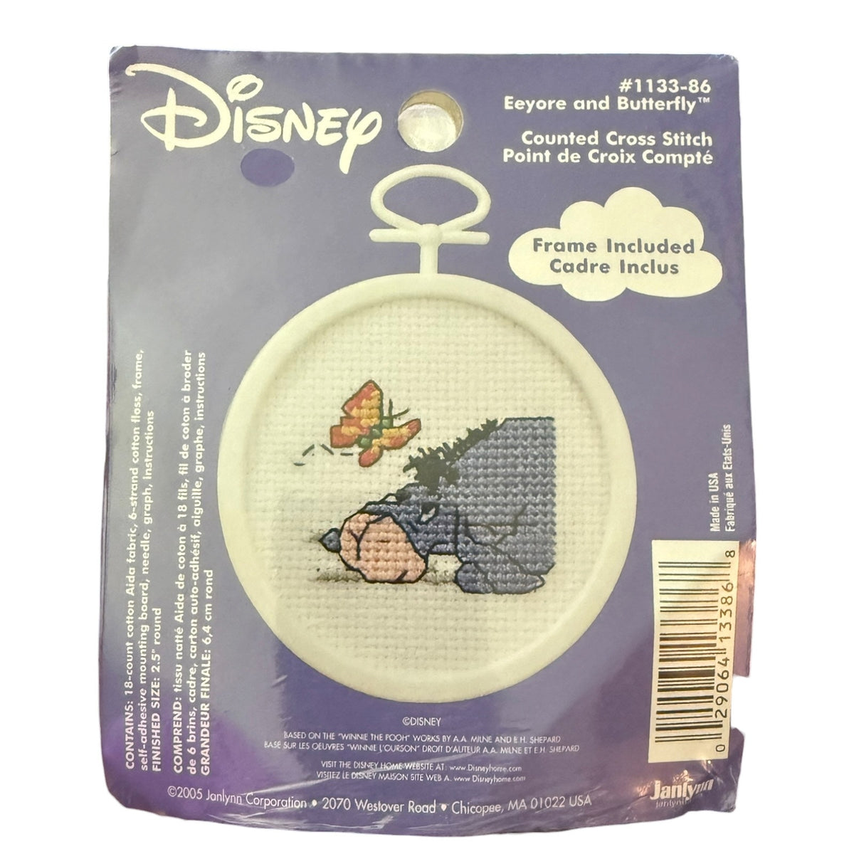 Disney Janlynn Pooh & Friends Eeyore and Butterfly 2005 Cross Stitch 1133-86