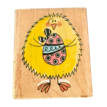 Penny Black Chick & Egg Easter Egg Chicken 3619F RARE Rubber Stamp