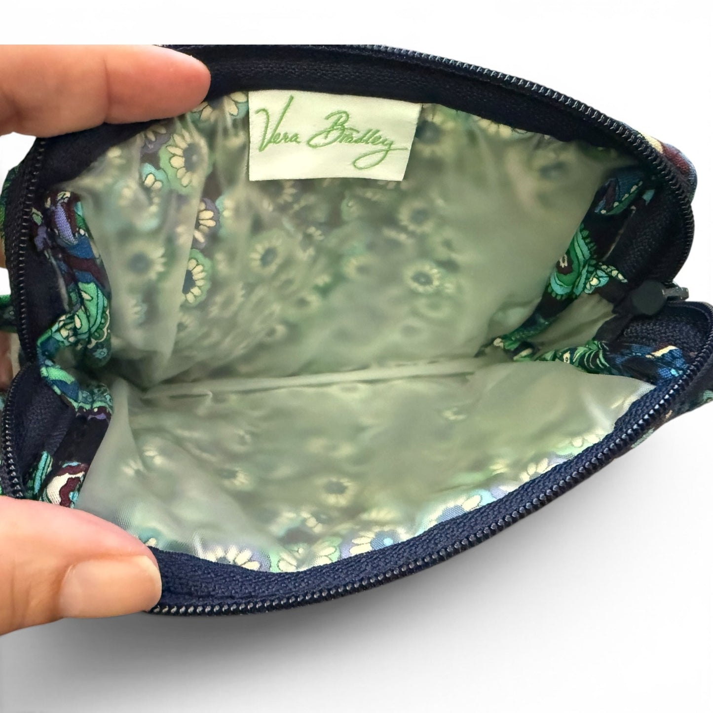 Vera Bradley Blue Rhapsody Paisley Lined Zipper Top Cosmetic Bag Pouch
