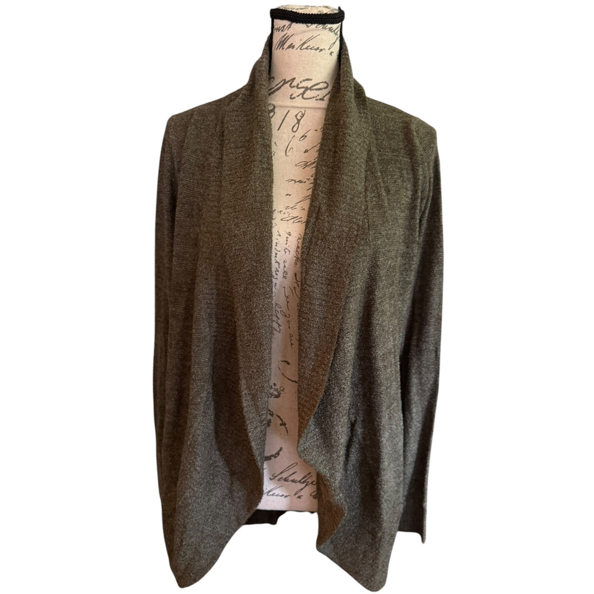 Max & Mia Olive Green Draped Front Cardigan Sweater Size Medium