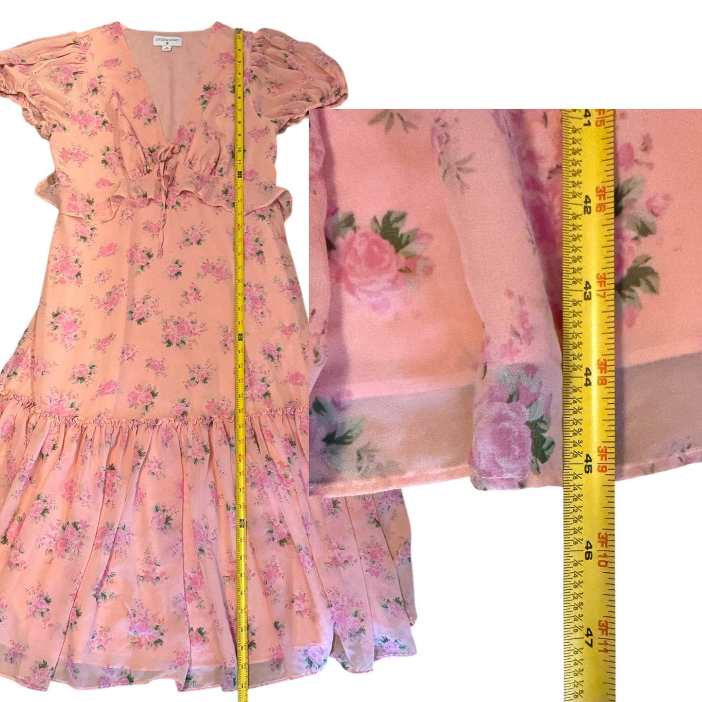 Love Shack Fancy X Target Pink Floral Tiered Ruffle Dress Size 12