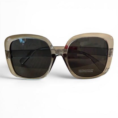 Wide Frame Women's Clear Gray Sunglasses Ultraviolet Protection
