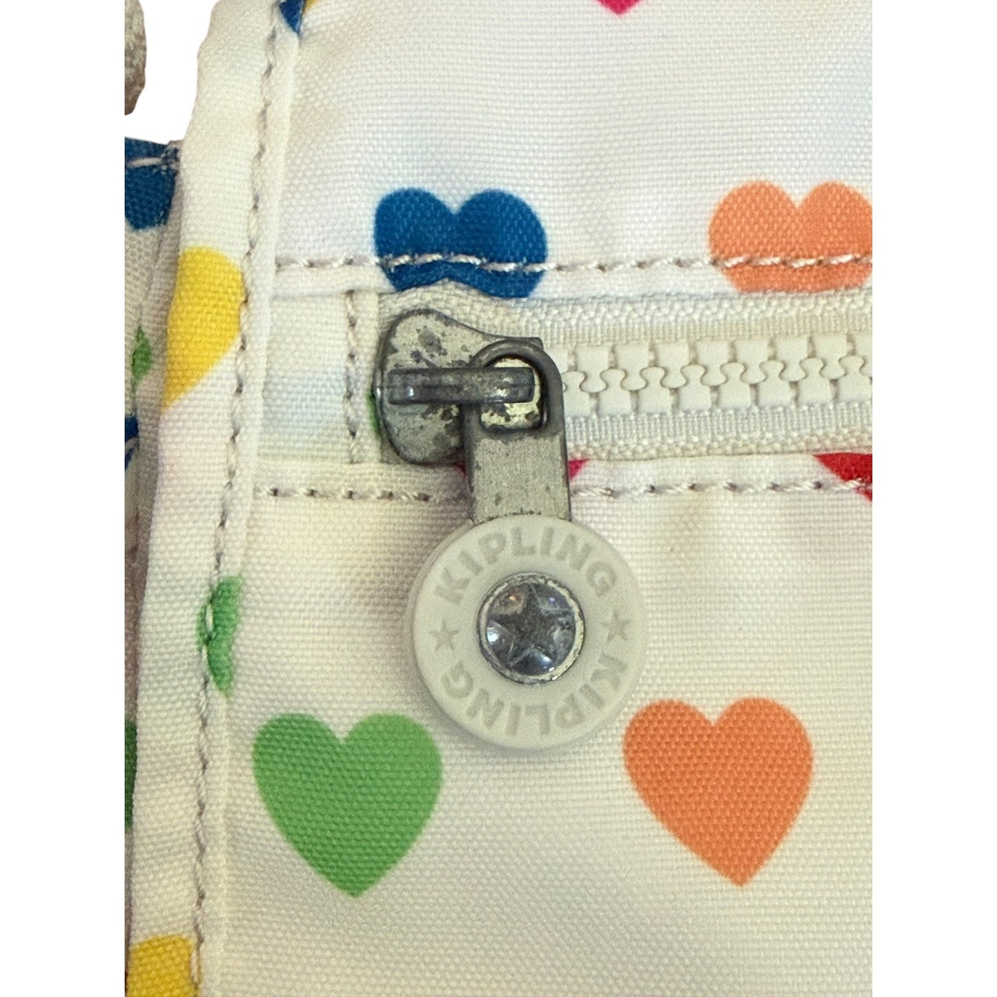 Kipling Sabian White Rainbow Multicolor Adjustable Crossbody Purse