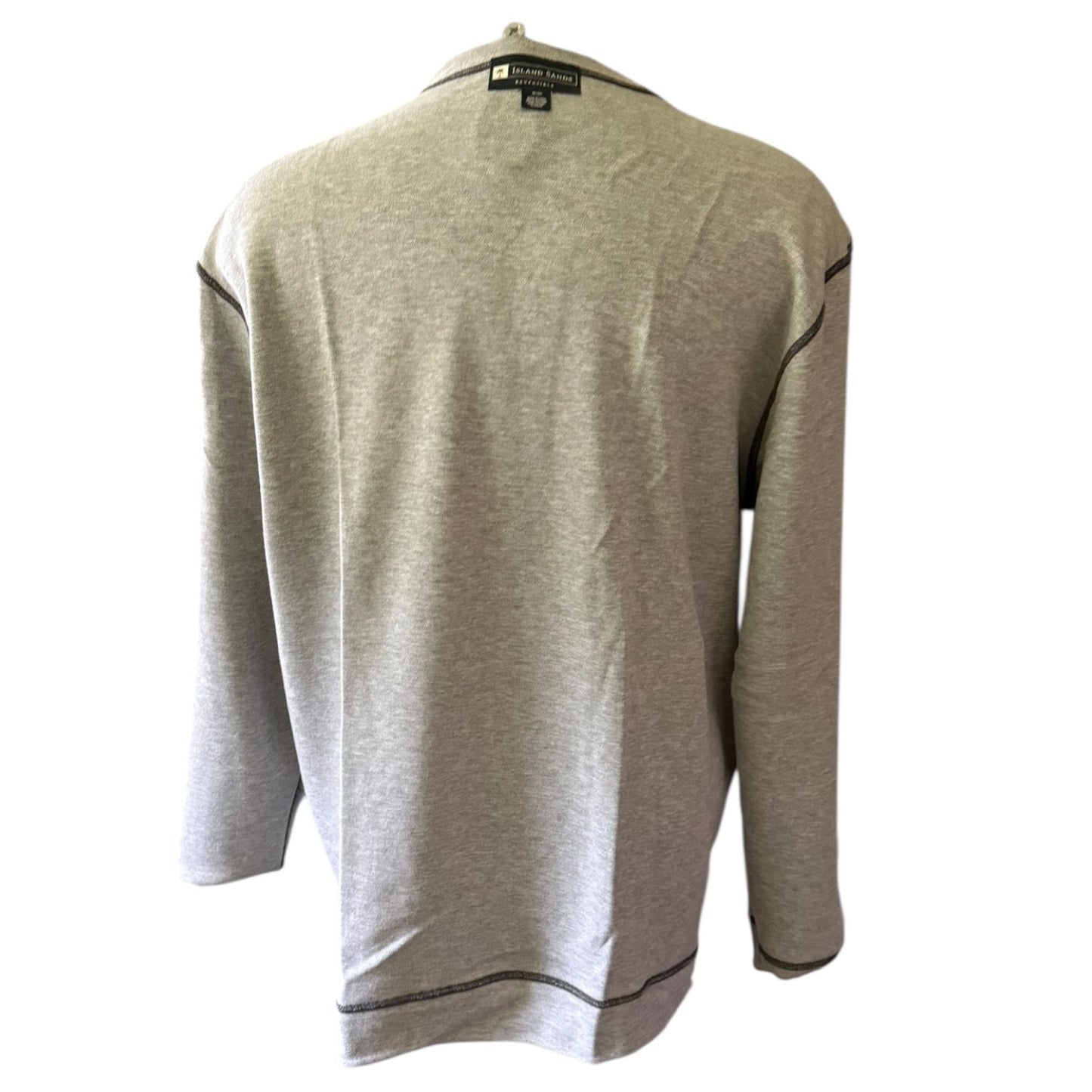 Island Sands Cotton Dark Light Gray Pullover Reversible Sweater Size XL