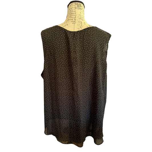Cristina B Black White Polka Dot Shirt Size XX-Large