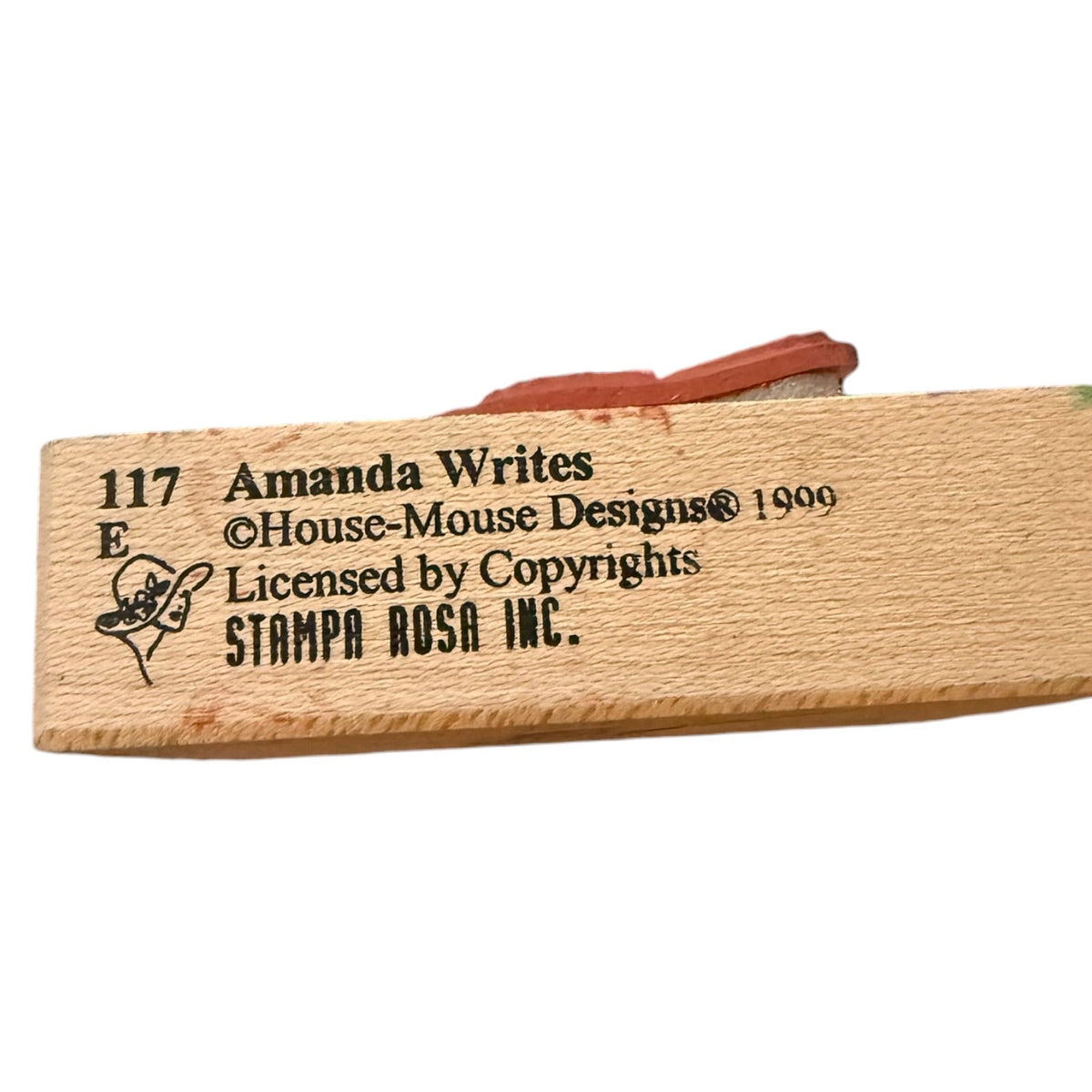 Stampa Rosa Amanda Writes House Mouse 117E Vintage 1999 Rubber Stamp