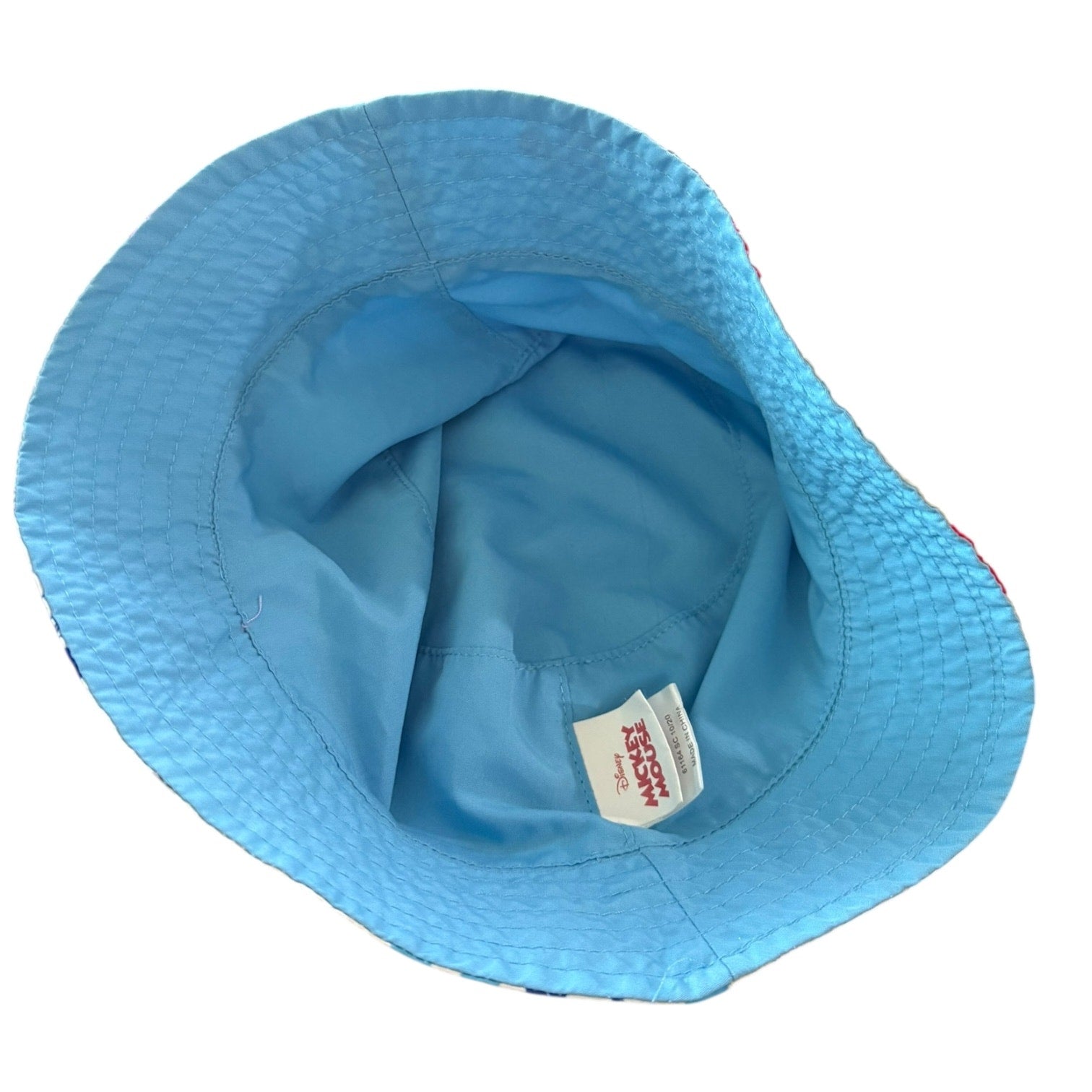 Disney Mickey Mouse blue interior of hat with a visible tag on a white background