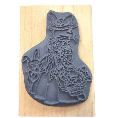 Stampendous M042 1995 Harriet Hare Mother Bunny Rabbit & Child Rubber Stamp
