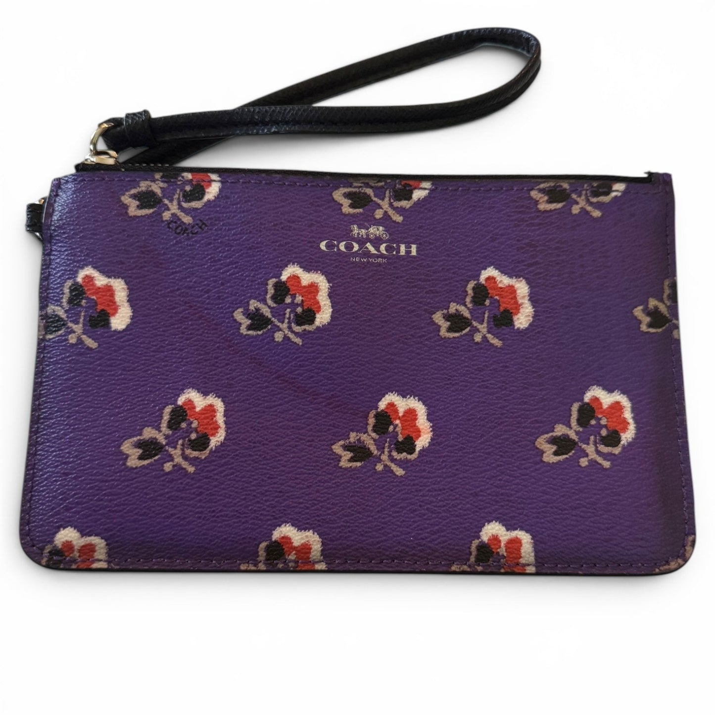 Coach Purple Floral Bramble Rose Wristlet Wallet