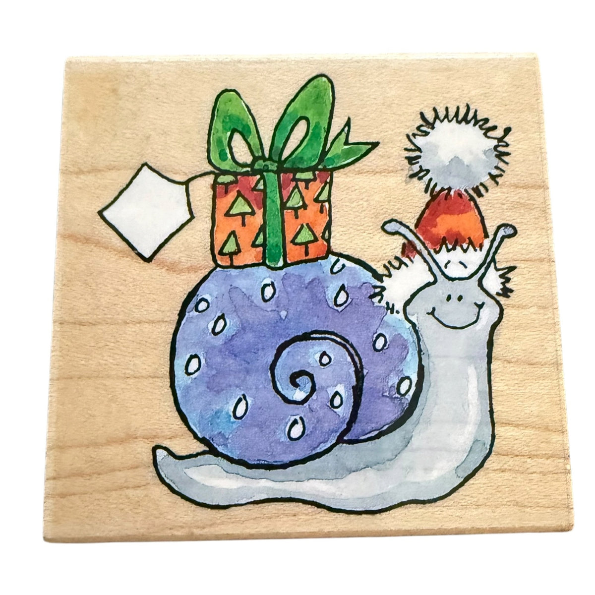 Penny Black Christmas XMas Snail Smiling 2993F Holiday Card Making Rubber Stamp