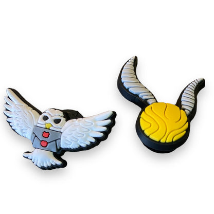 2 Harry Potter Golden Snitch Hedwig Shoe Clog Charms Decorations