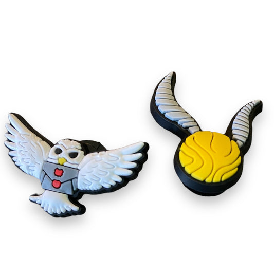 2 Harry Potter Golden Snitch Hedwig Shoe Clog Charms Decorations