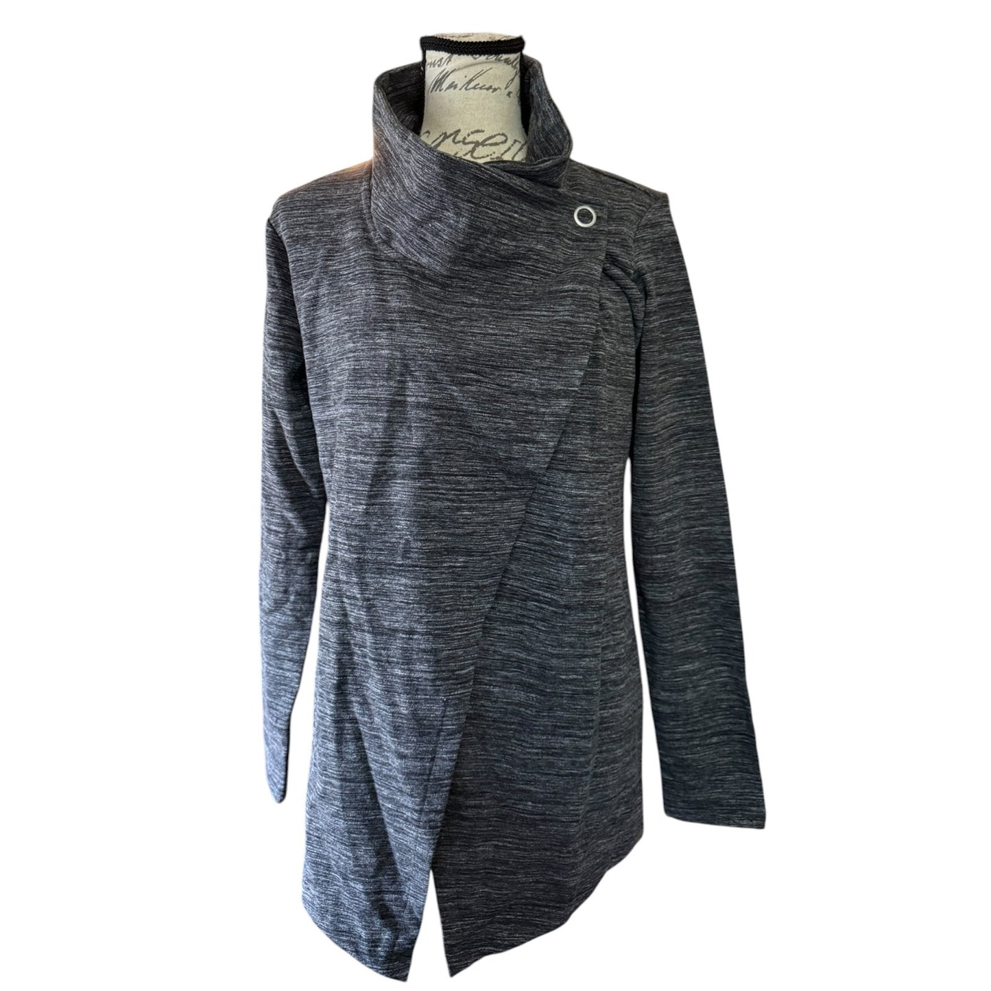 Danskin French Terry Bliss Wrap Jacket Black Melange Size Small