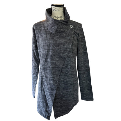 Danskin French Terry Bliss Wrap Jacket Black Melange Size Small