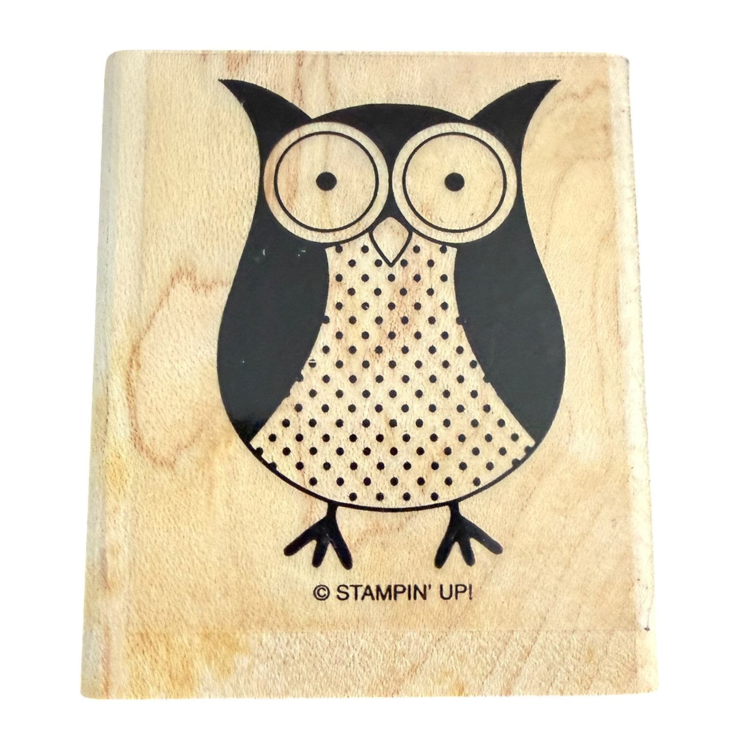 Stampin' Up! Large Eyed Owl Bird Wood Mounted Rubber Stamp Crafting