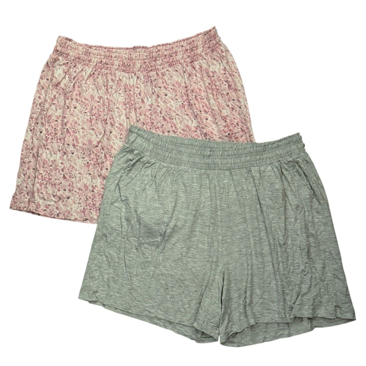 J+B 2 Pair Pink Floral & Gray Pajama Sleep Lounge Shorts XL NWOT