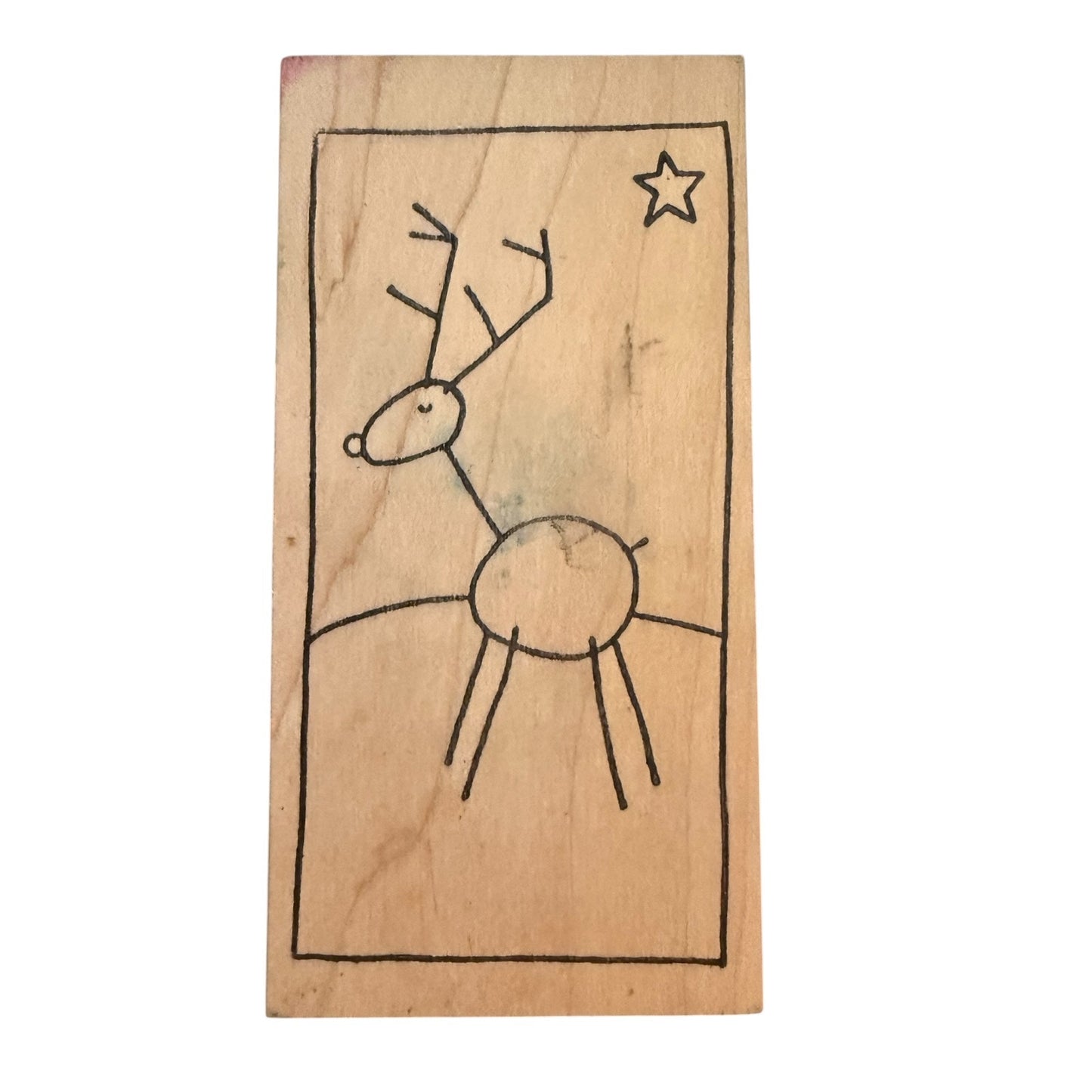 RubberMoon Minimalist Folk Art Reindeer With Star Dave Brethauer Rubber Stamp