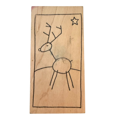 RubberMoon Minimalist Folk Art Reindeer With Star Dave Brethauer Rubber Stamp