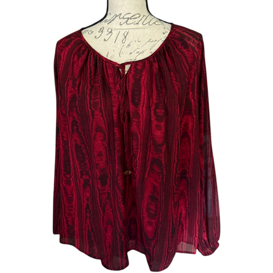 Michael Kors Red Long Sleeve Peasant Blouse Shirt Size Small