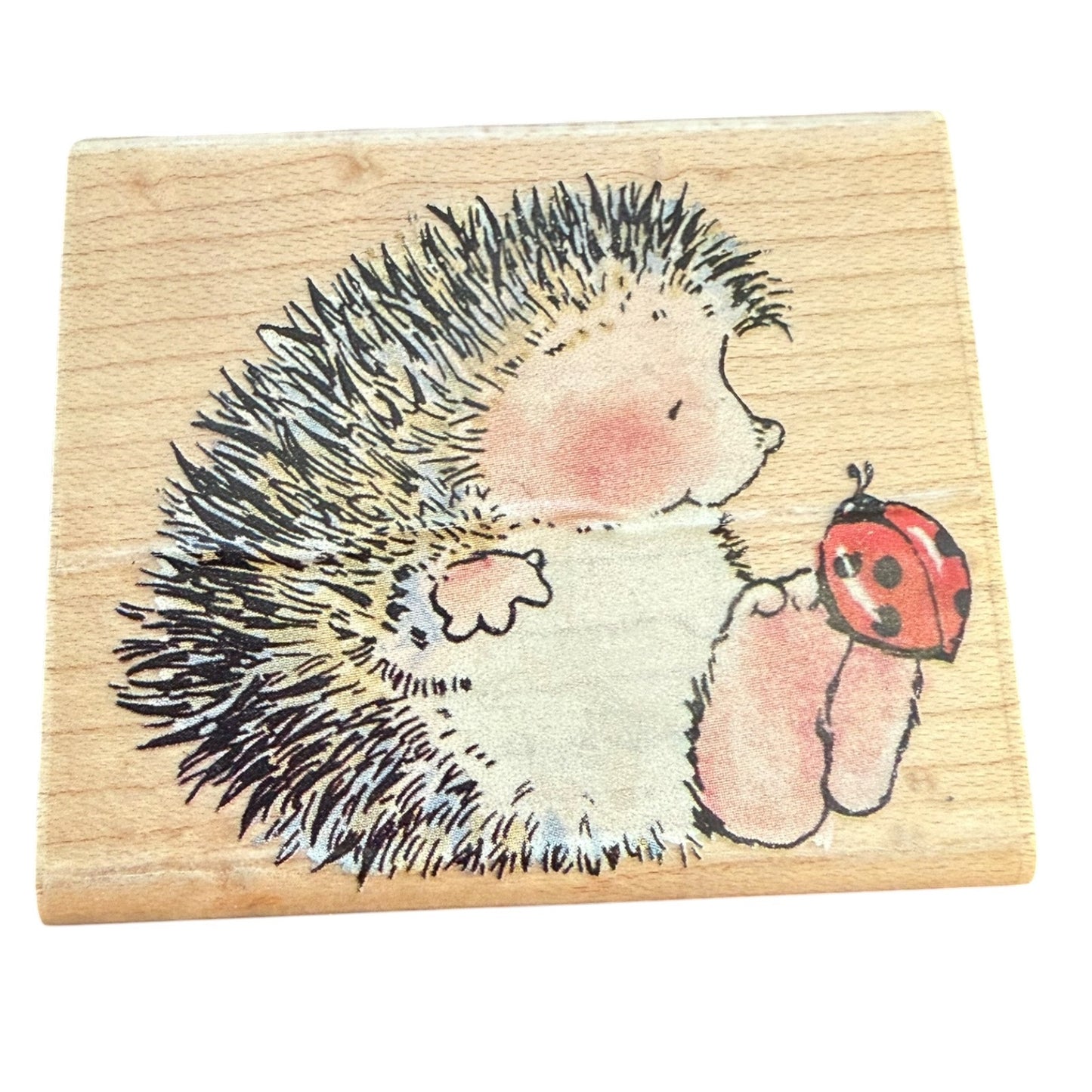 Penny Black 2001 Garden Gossip Hedgehog Ladybug EUC 1448E Rubber Stamp