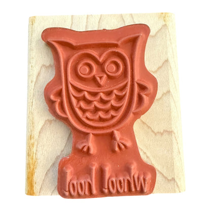 Stampin' Up! Whoo! Hoo! Owl Bird Wood Mounted Rubber Stamp Crafting