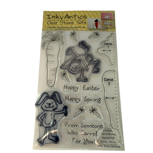 Inky Antics 11029MC Carrot Bunny Easter Honey Pop Set Slap Cling Rubber Stamps