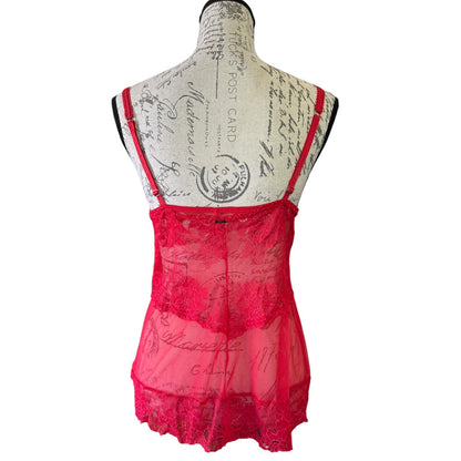 Lormar Red Sheer Baby Doll Lingerie Pajamas Size XL