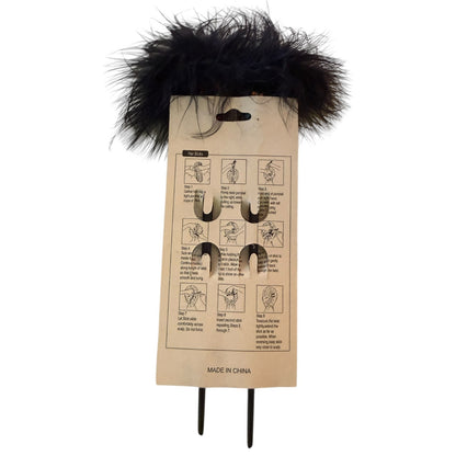 Black Feather Beaded Black Chopstick Hair Sticks Set