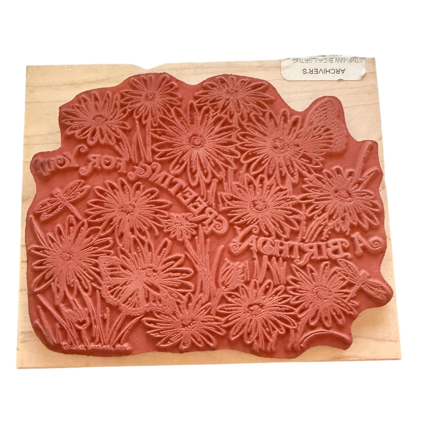 Northwoods Vintage 2012 A Birthday Greeting For You Daisy Rubber Stamp