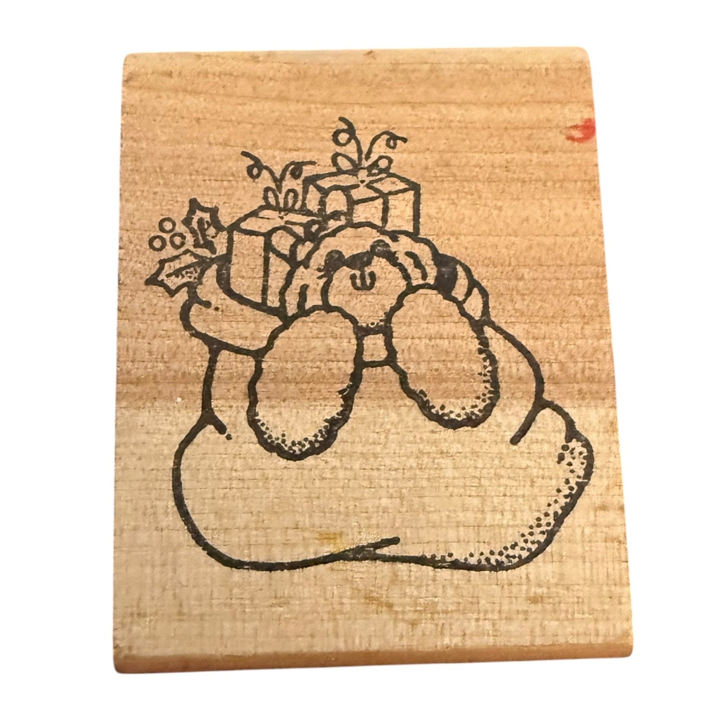 Daisy Kingdom Stamp Affair Christmas Stocking Teddy Bear Toys Rubber Stamp