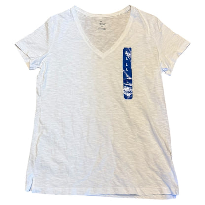 Felina White Cotton Blend V Neck Shirt Size Large