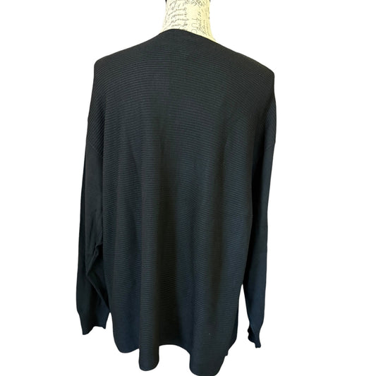 Ella Moss Black Ribbed V Neck Long Sleeve Sweater Size XXL