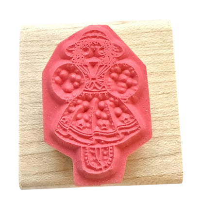 DOTS Girl In A Dress & Hat Small Card Making Crafting Rubber Stamp