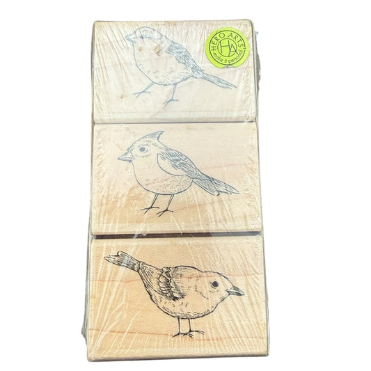 Hero Arts Bird Trio LP169 Set Of 3 Rubber Stamps