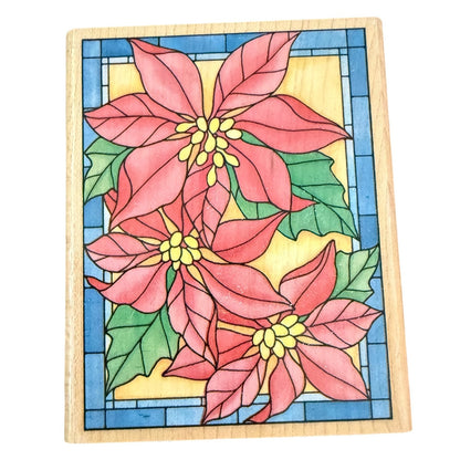 Rubber Stampede Stained Glass Poinsettia A1464F Rubber Stamp