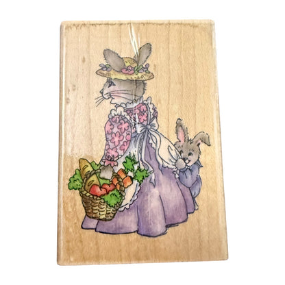 Stampendous M042 1995 Harriet Hare Mother Bunny Rabbit & Child Rubber Stamp