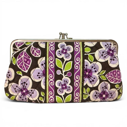 Vera Bradley Purple Floral Kiss Lock Clutch Wallet