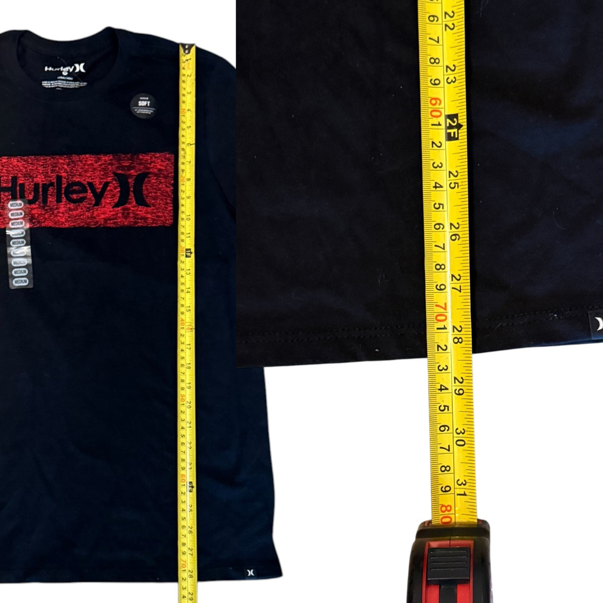Hurley Black Cotton With Red Graphic Tee T Shirt Size Medium