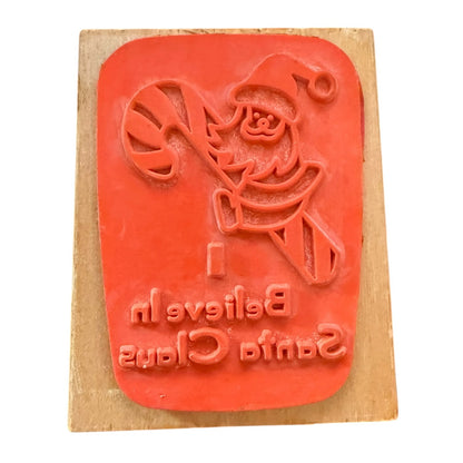 I Believe In Santa Claus Christmas Candy Cane Rubber Stamp Crafting