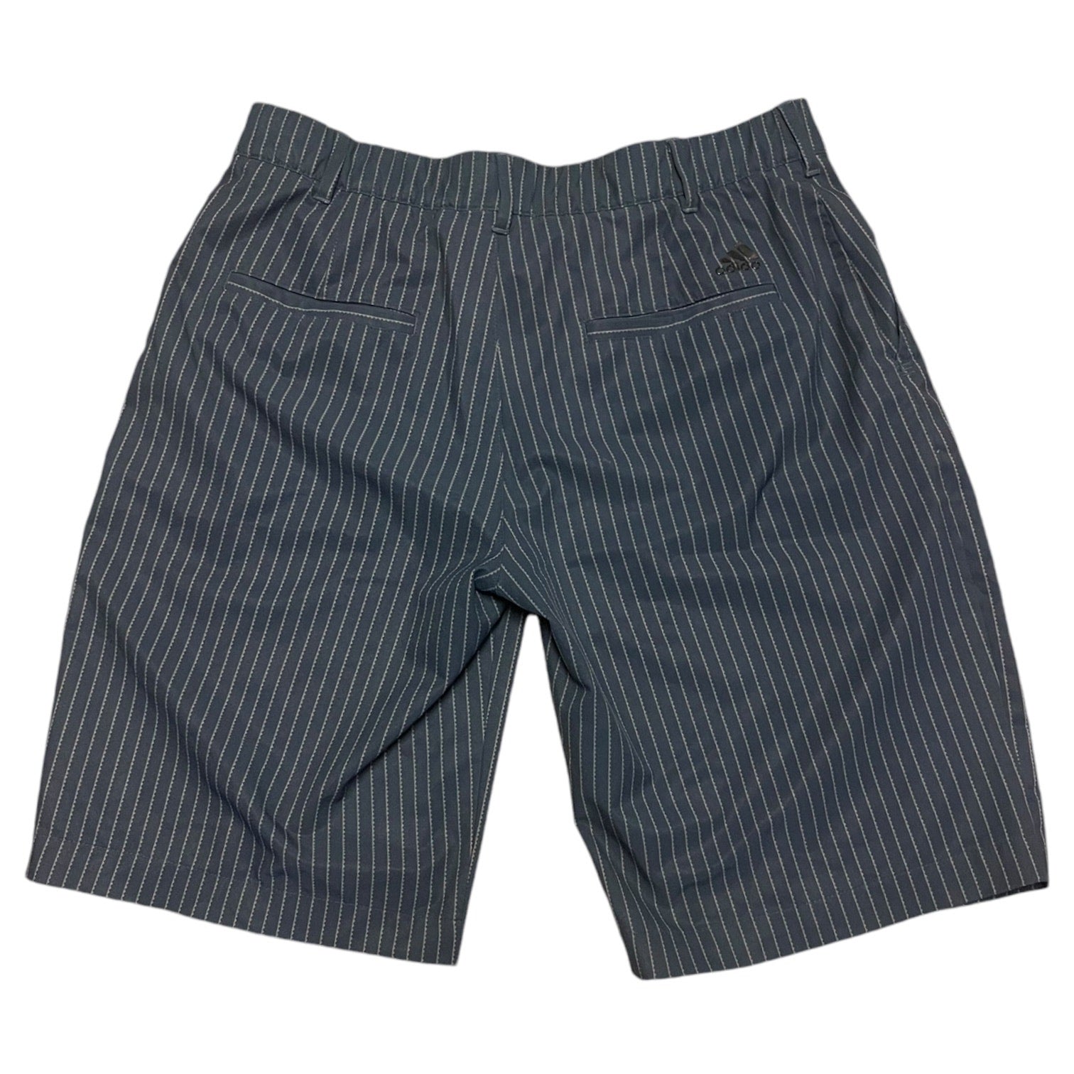 Back of Pinstripe shorts on a white background