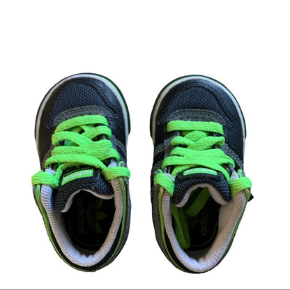Adidas Gray Black Green Baby Sneakers Size 3