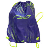 Purple drawstring bag with green accents and 'F50' branding on a white background