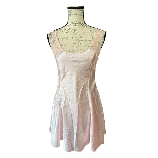 Victoria's Secret Vintage 1995 Pink Satin Lace Lingerie Pajama Nighty Small