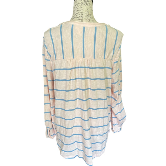 Style & Co Pink With Blue Cotton Stripes Shirt Size X-Large