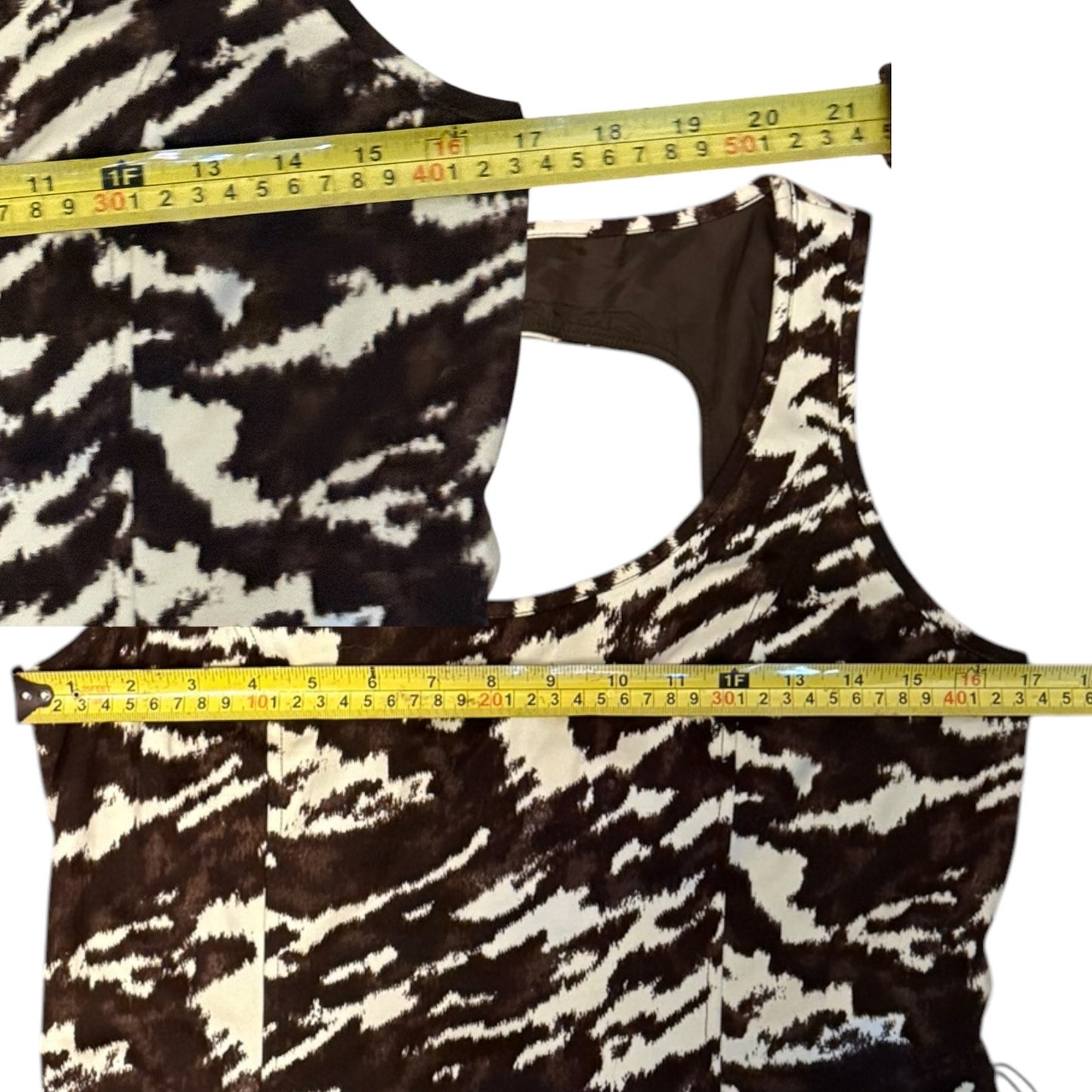 Michael Kors Brown Off White Abstract Animal Print Sleeveless Sheath Dress 8