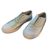 Front side of silver shoes