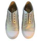 Front of silver shoes