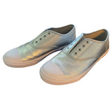 Front of silver shoes